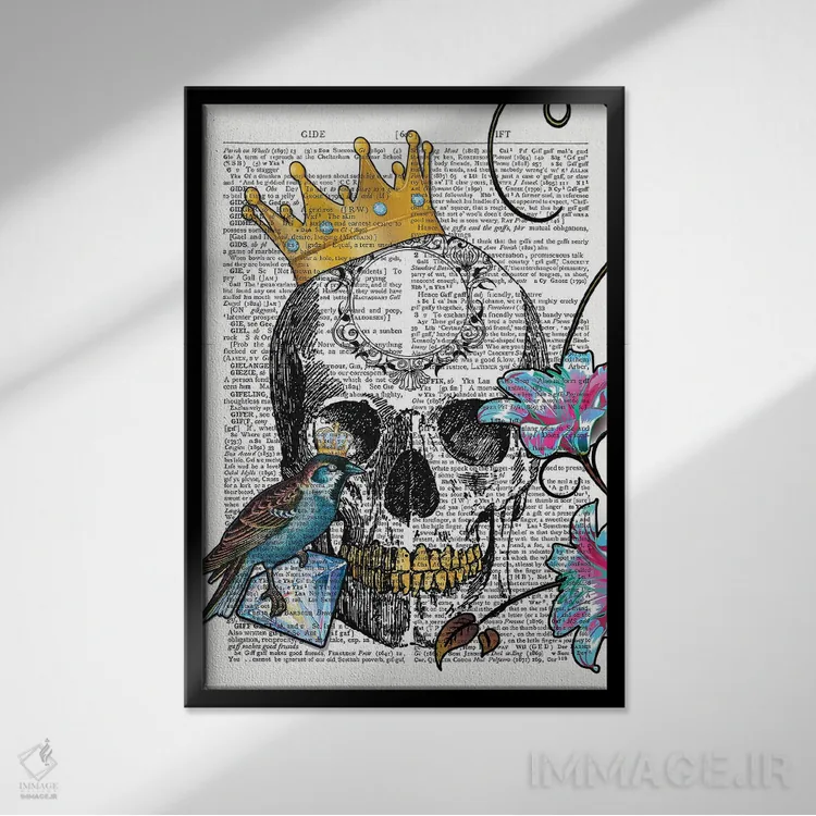 تابلو دکوراتیو شاه پرنده آبی اثر این د فریم شاپ - نمای قابدار مشکی