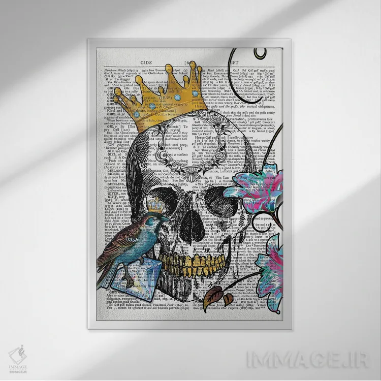 تابلو دکوراتیو شاه پرنده آبی اثر این د فریم شاپ - نمای قابدار سفید