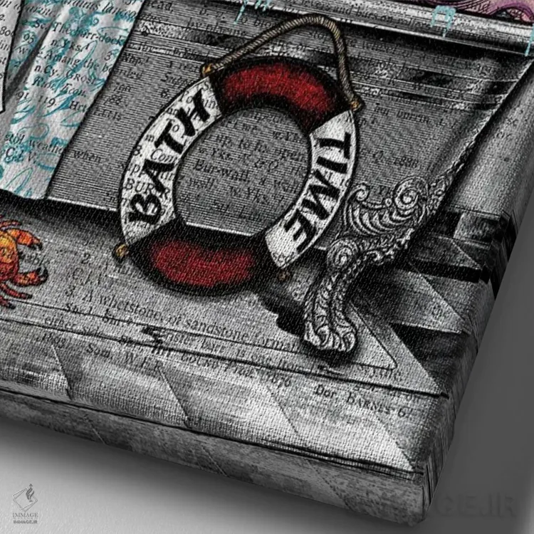 تابلو دکوراتیو یک هشت پا در وان است اثر این د فریم شاپ - نمای نزدیک بافت بوم