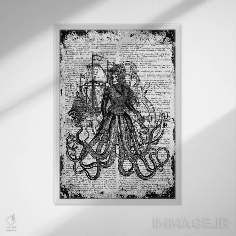 تابلو دکوراتیو عجیب بودن دریایی "بانوی دریا" اثر این د فریم شاپ - نمای قابدار سفید