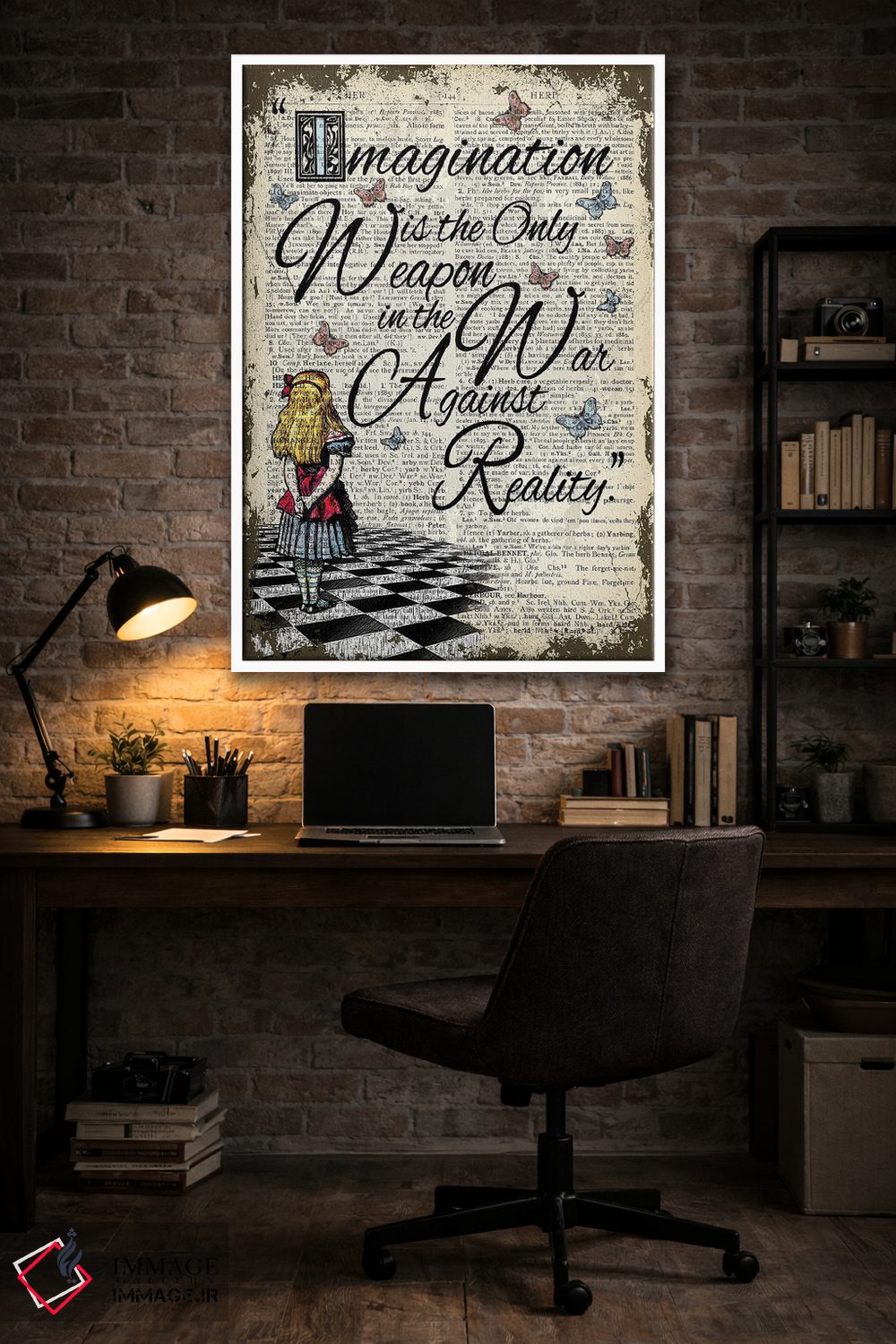 تابلو دکوراتیو آلیس در سرزمین عجایب "تخیل تنها سلاح است" اثر این د فریم شاپ - D5W