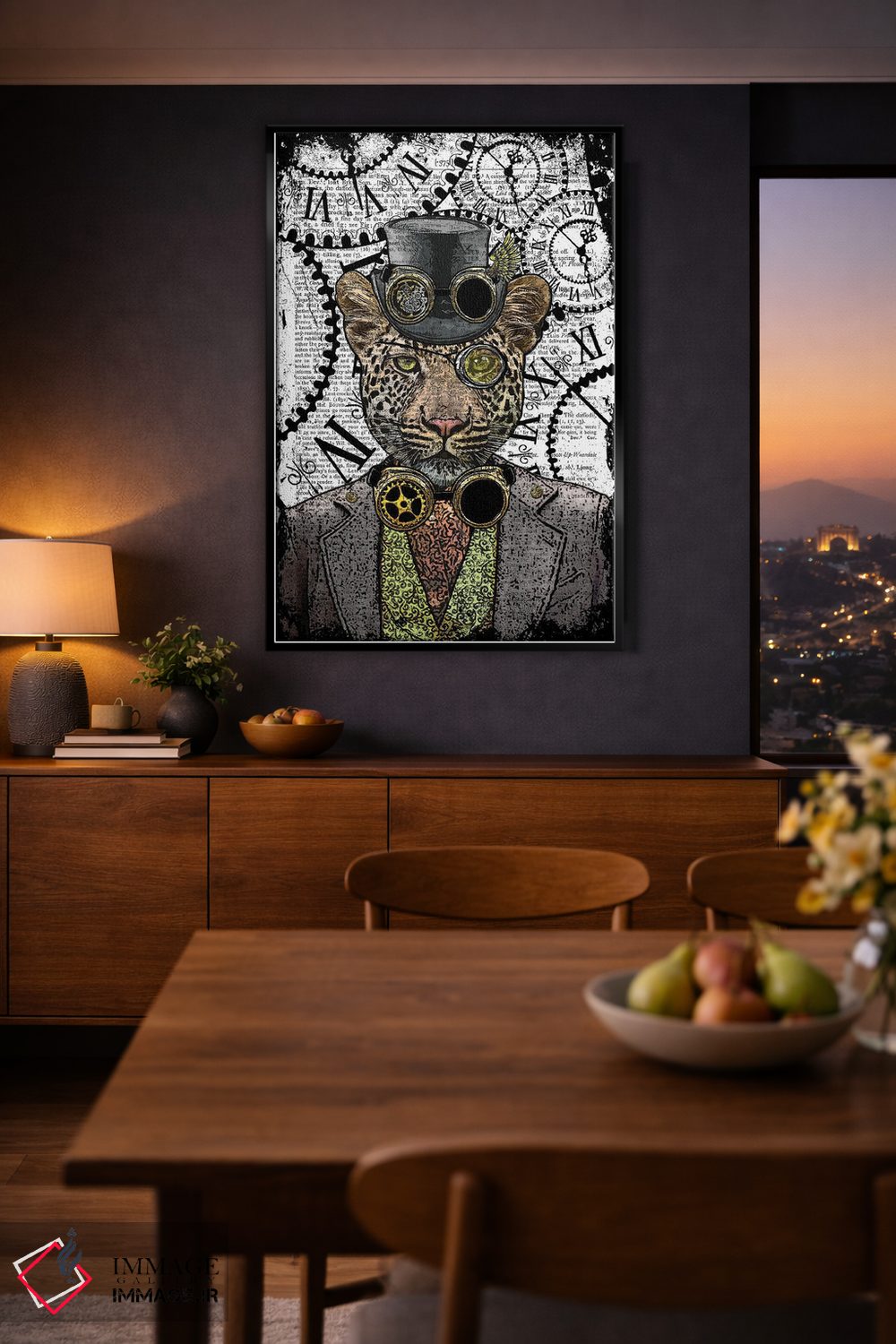 تابلو دکوراتیو پلنگ استیم پانک اثر این د فریم شاپ - D2B