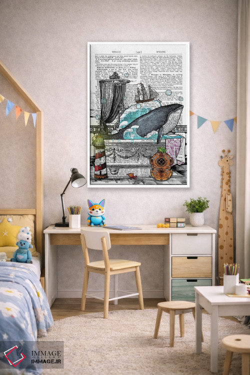 تابلو دکوراتیو یک نهنگ در وان است اثر این د فریم شاپ - D1W