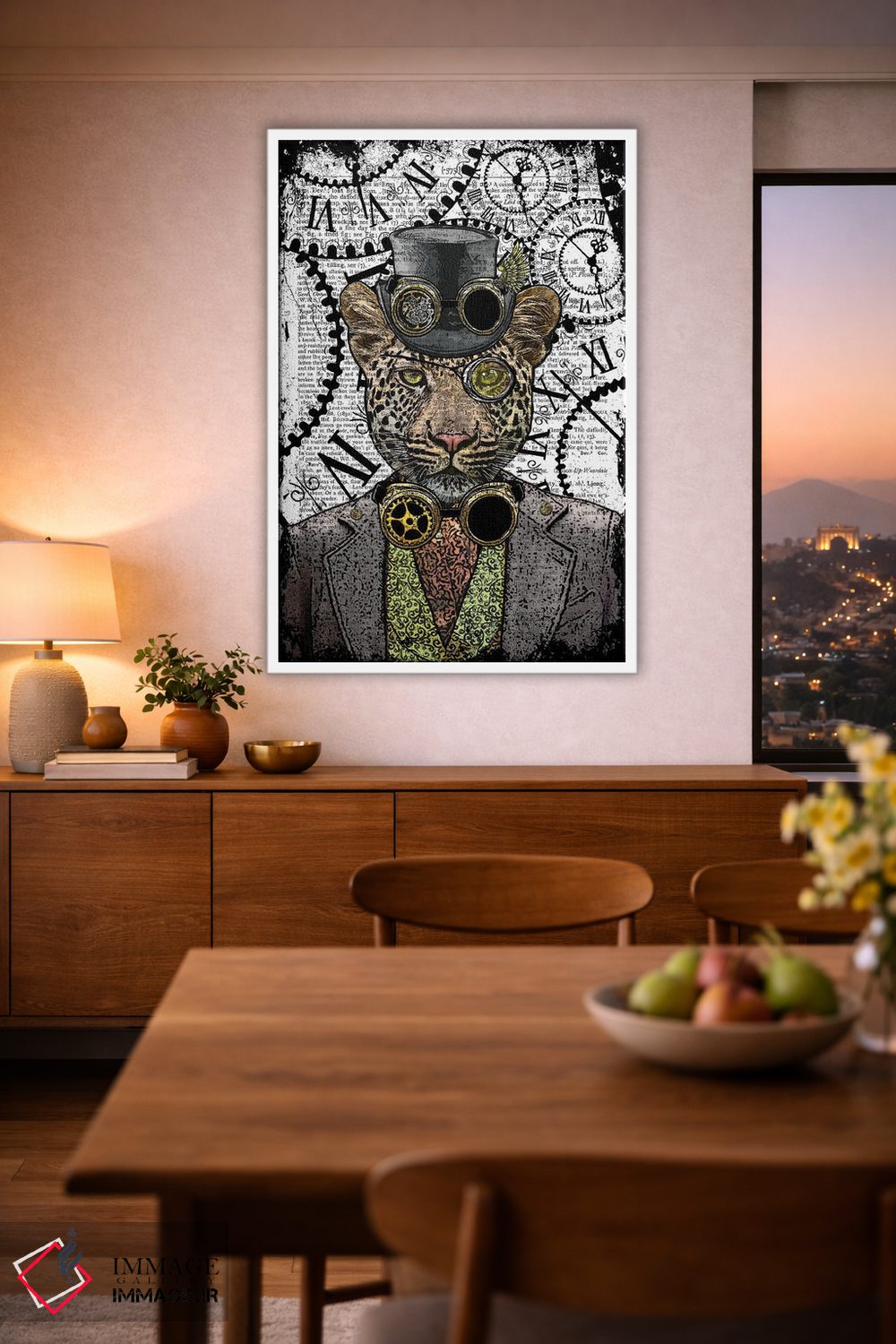 تابلو دکوراتیو پلنگ استیم پانک اثر این د فریم شاپ - D1W