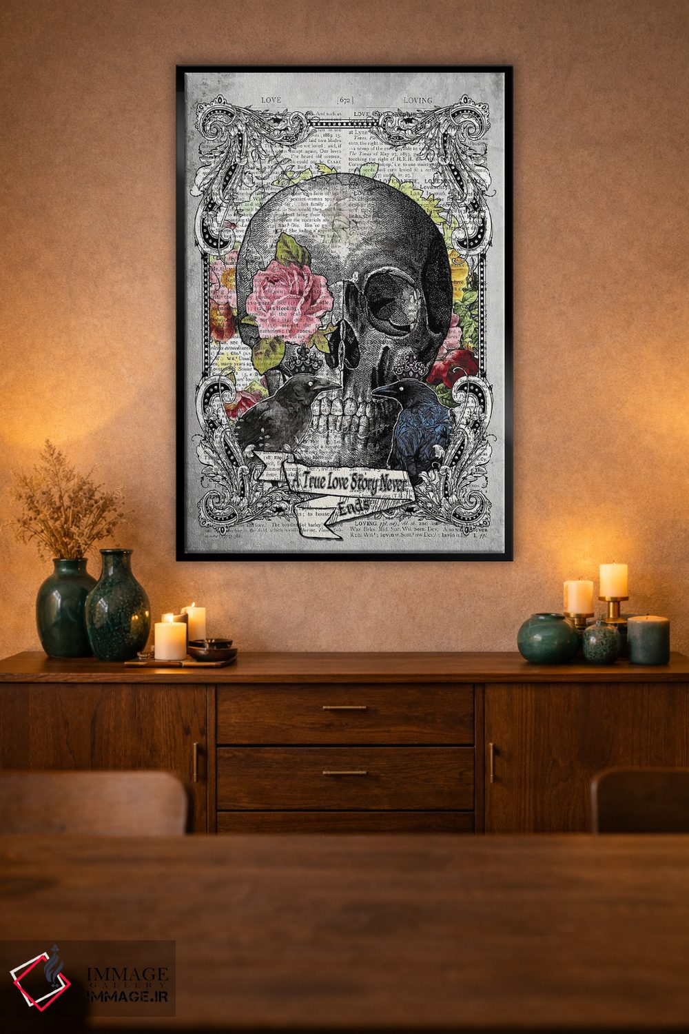تابلو دکوراتیو عشق واقعی هرگز تمام نمی شود اثر این د فریم شاپ - D1B