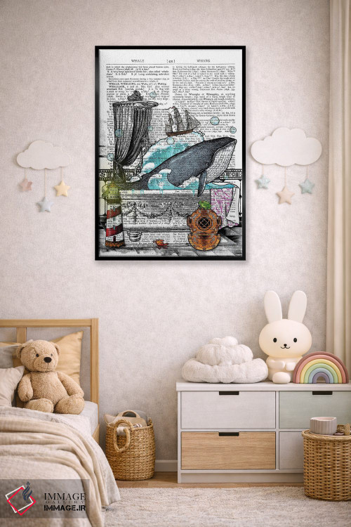 تابلو دکوراتیو یک نهنگ در وان است اثر این د فریم شاپ - D5B