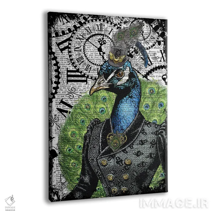 تابلو دکوراتیو طاووس استیم پانک اثر این د فریم شاپ - نمای پرسپکتیو محصول