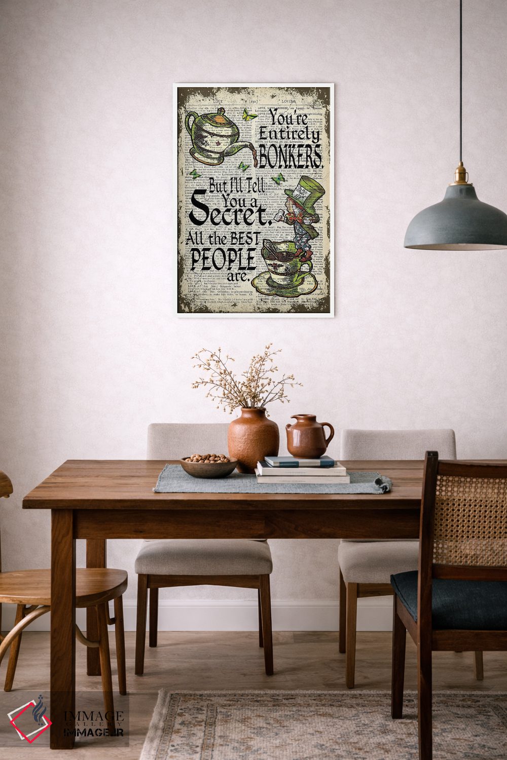 تابلو دکوراتیو آلیس در سرزمین عجایب "کلاه دوز دیوانه / دیوانه" اثر این د فریم شاپ - D5W