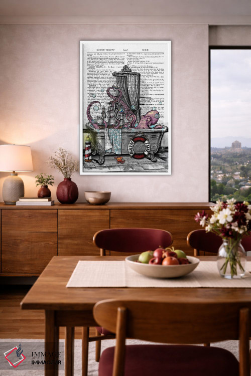 تابلو دکوراتیو یک هشت پا در وان است اثر این د فریم شاپ - D3W