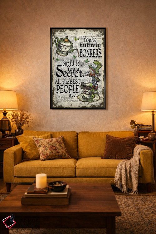 تابلو دکوراتیو آلیس در سرزمین عجایب "کلاه دوز دیوانه / دیوانه" اثر این د فریم شاپ - D4B