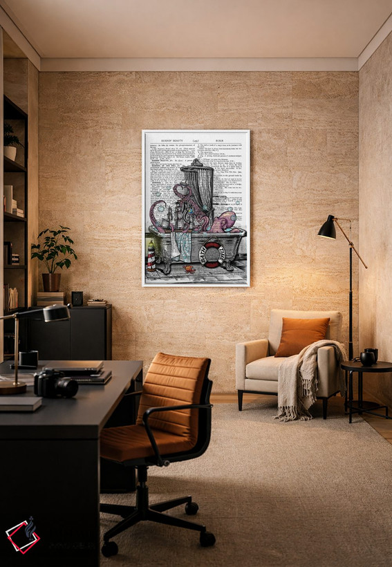 تابلو دکوراتیو یک هشت پا در وان است اثر این د فریم شاپ - D6W