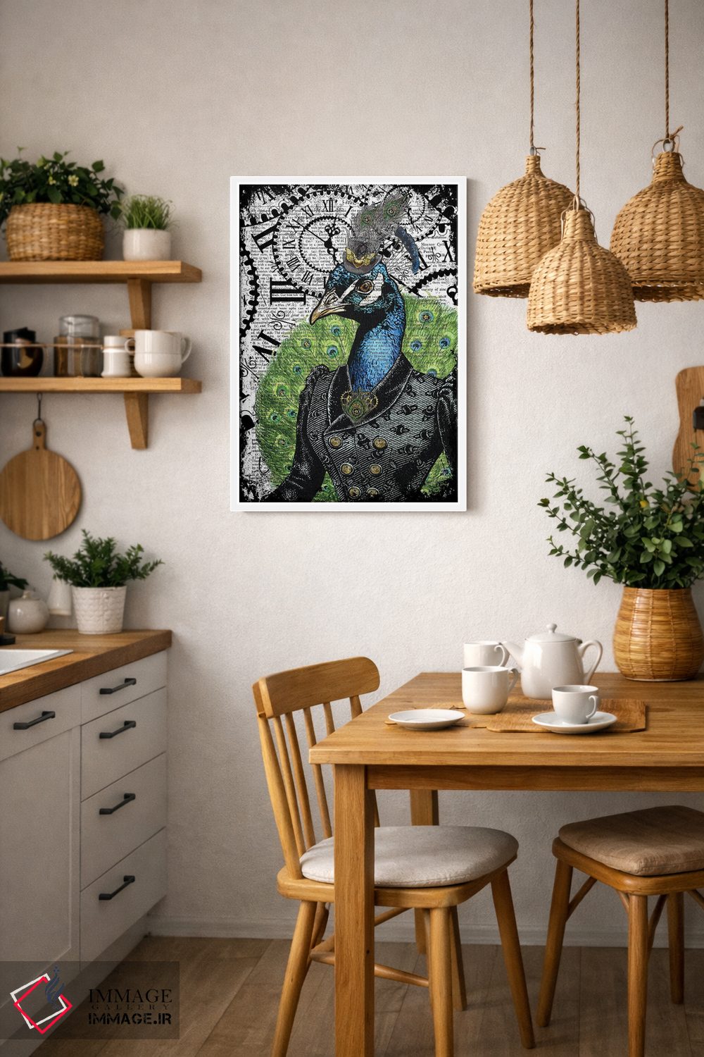 تابلو دکوراتیو طاووس استیم پانک اثر این د فریم شاپ - D3W