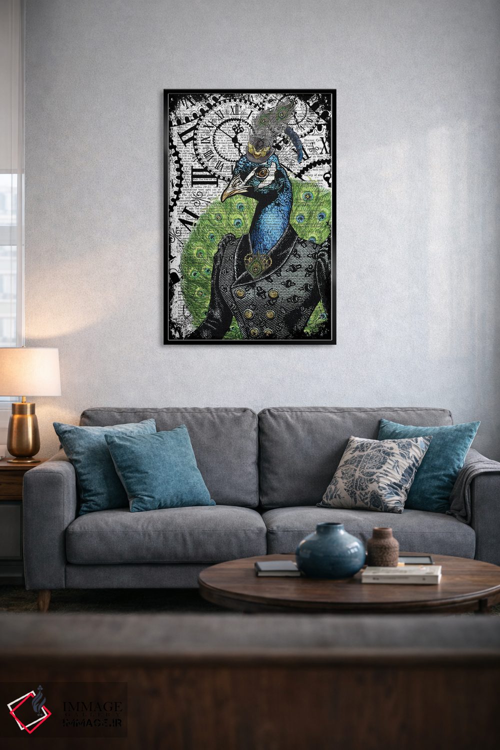 تابلو دکوراتیو طاووس استیم پانک اثر این د فریم شاپ - D6B