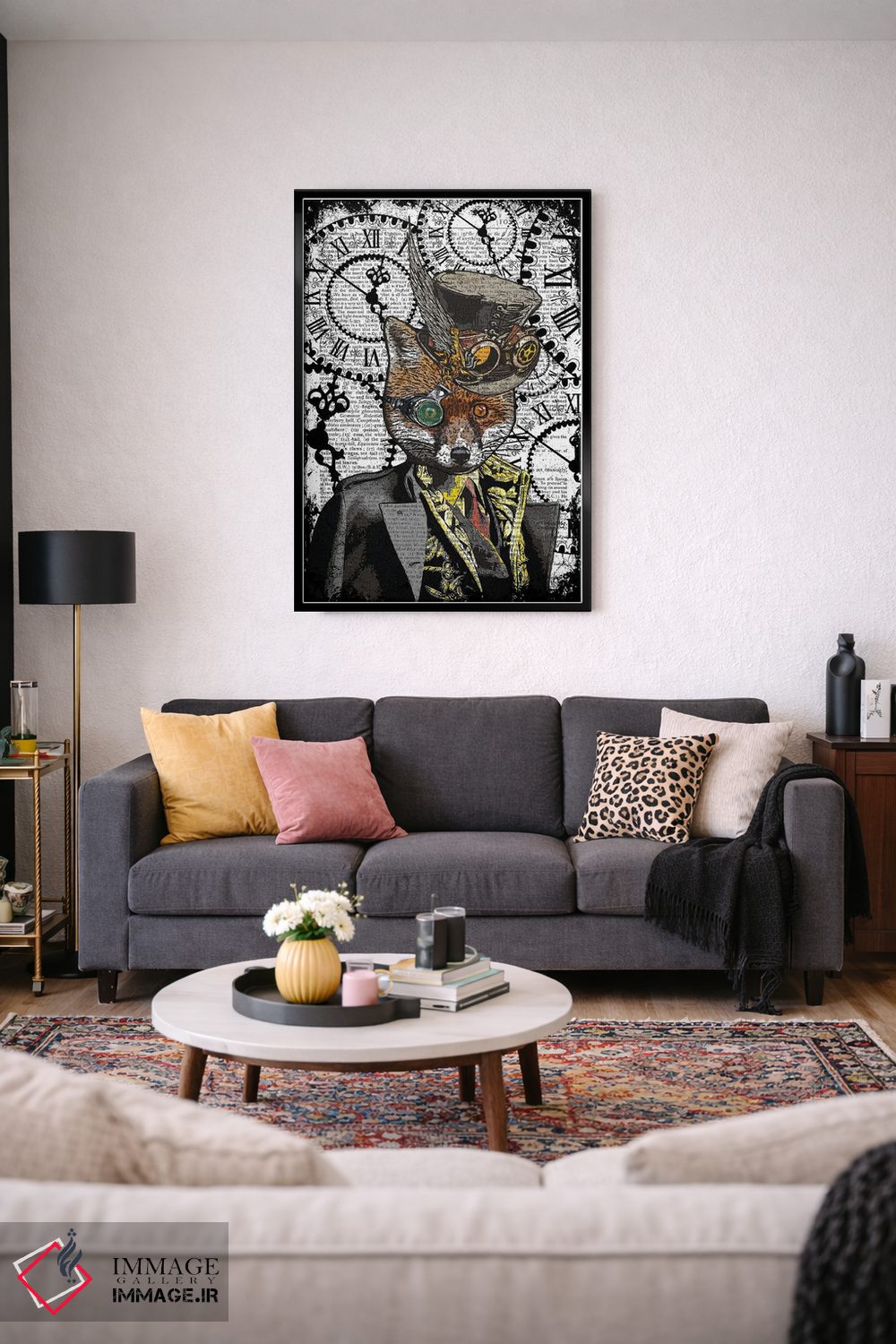 تابلو دکوراتیو روباه استیم پانک اثر این د فریم شاپ - D3B