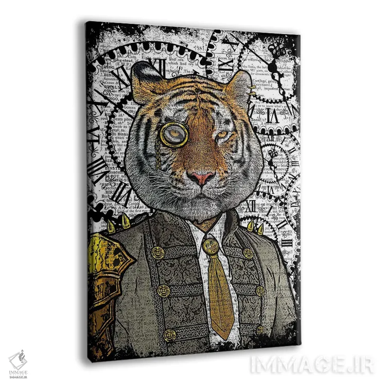 تابلو دکوراتیو ببر استیم پانک اثر این د فریم شاپ - نمای پرسپکتیو محصول