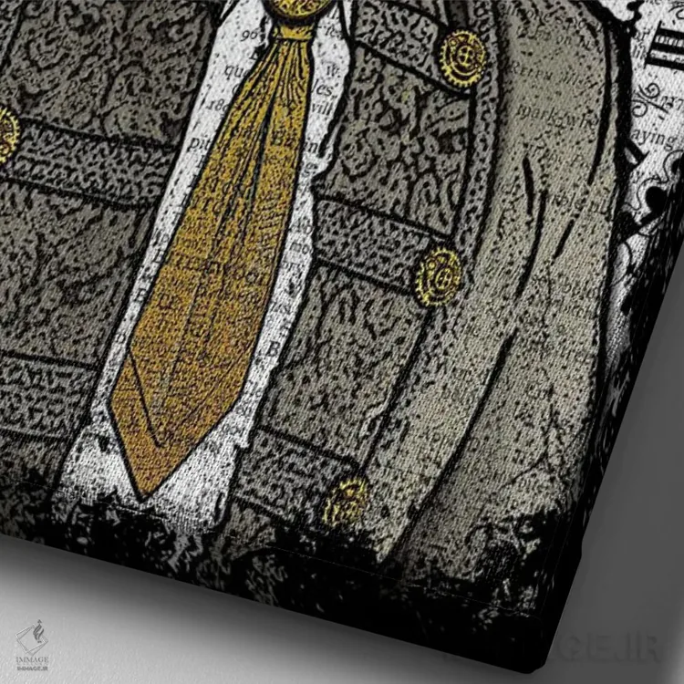 تابلو دکوراتیو ببر استیم پانک اثر این د فریم شاپ - نمای نزدیک بافت بوم