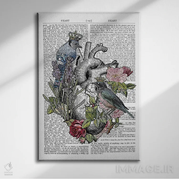 تابلو دکوراتیو قلب آناتومیک اثر این د فریم شاپ - نمای روبهرو روی دیوار