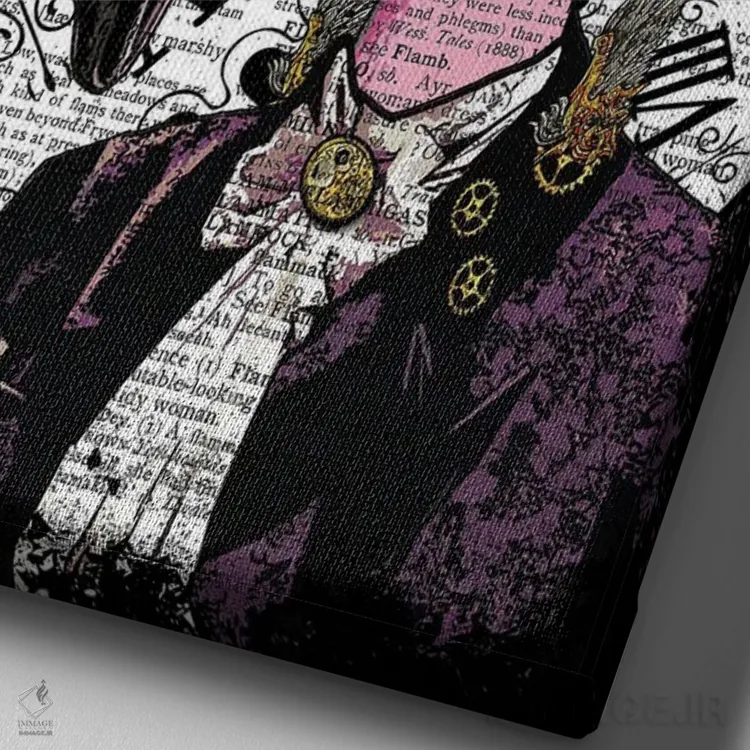 تابلو دکوراتیو فلامینگو استیم پانک اثر این د فریم شاپ - نمای نزدیک بافت بوم