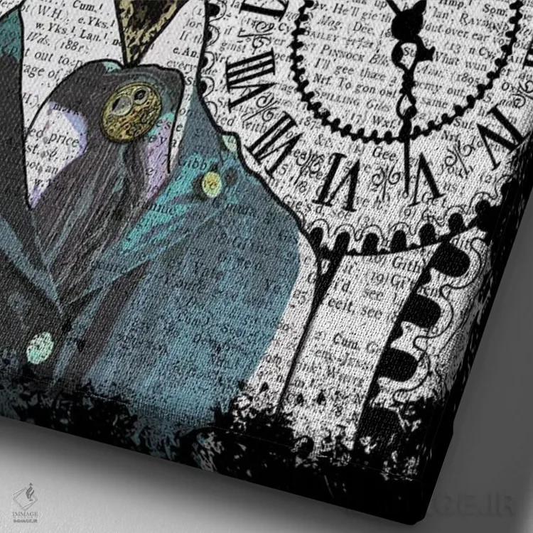 تابلو دکوراتیو زرافه استیم پانک اثر این د فریم شاپ - نمای نزدیک بافت بوم