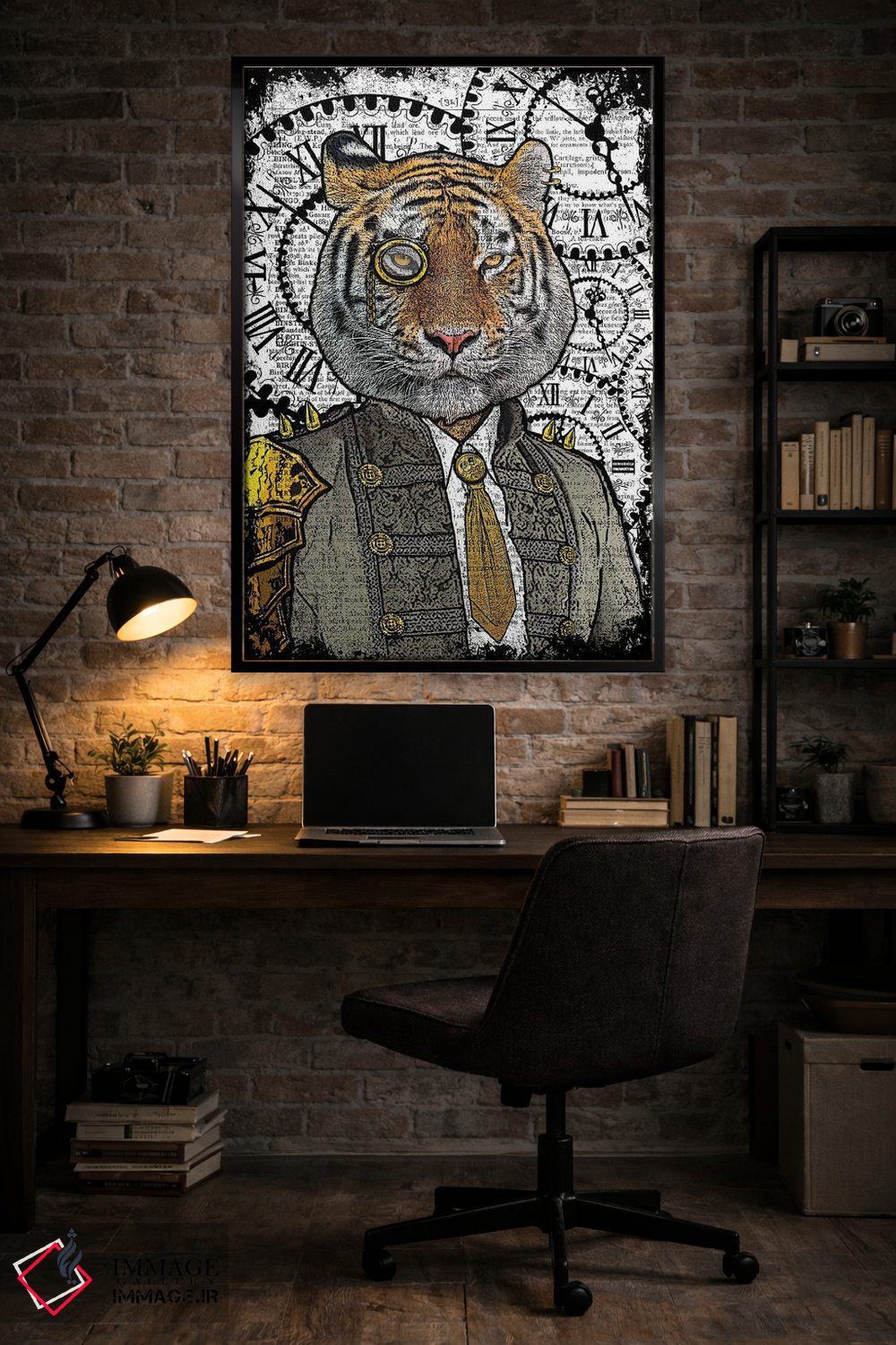 تابلو دکوراتیو ببر استیم پانک اثر این د فریم شاپ - D5B
