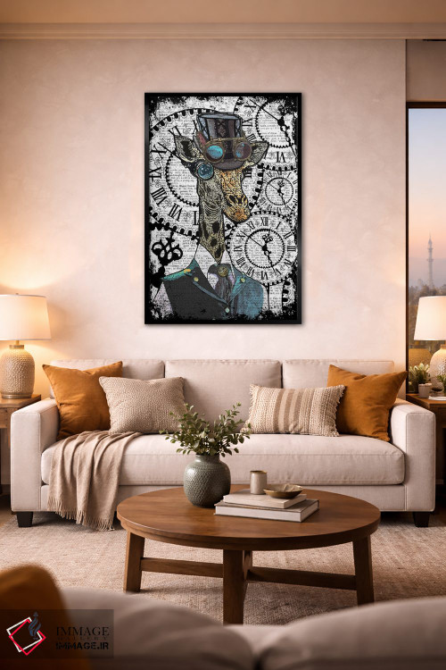 تابلو دکوراتیو زرافه استیم پانک اثر این د فریم شاپ - D2B