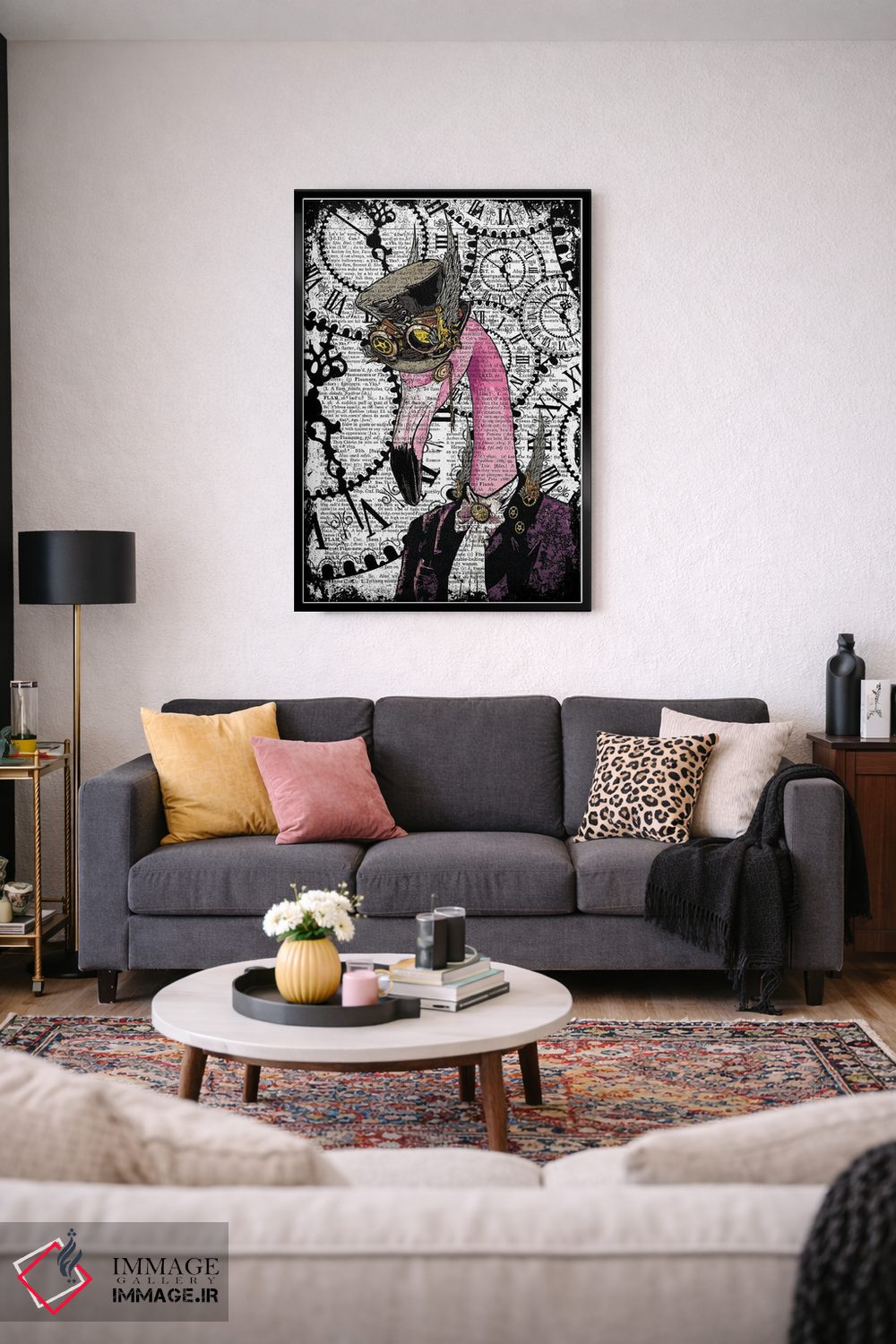 تابلو دکوراتیو فلامینگو استیم پانک اثر این د فریم شاپ - D3B