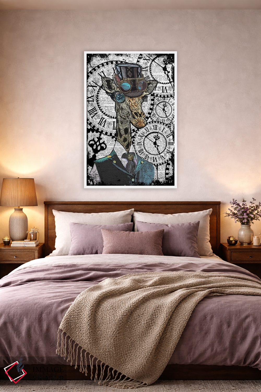 تابلو دکوراتیو زرافه استیم پانک اثر این د فریم شاپ - D3W