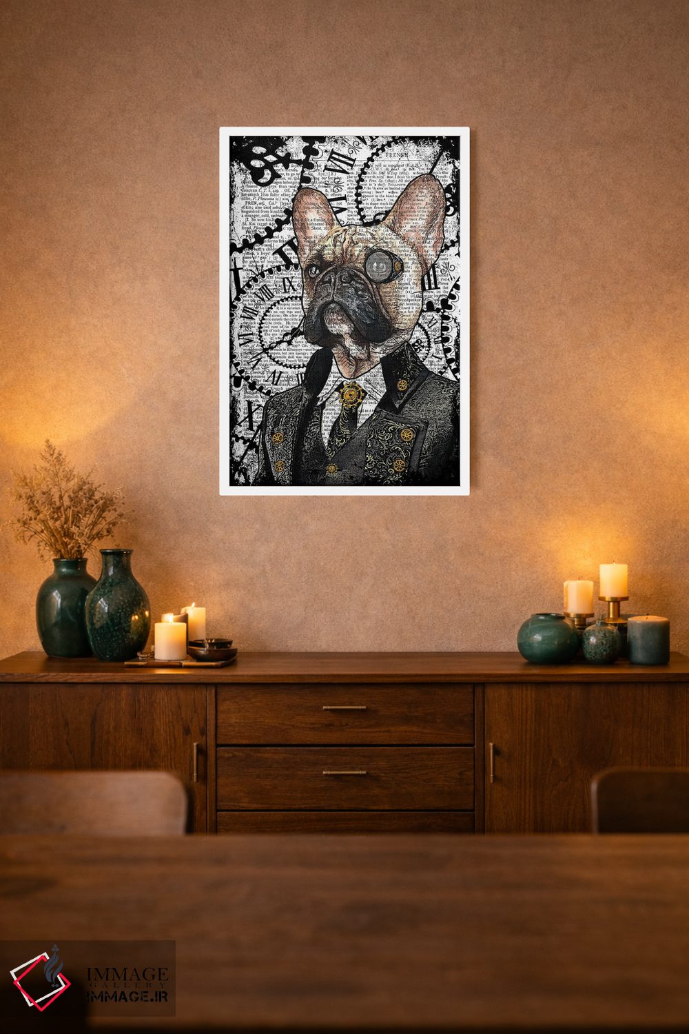 تابلو دکوراتیو بولداگ فرانسوی استیم پانک اثر این د فریم شاپ - D1W