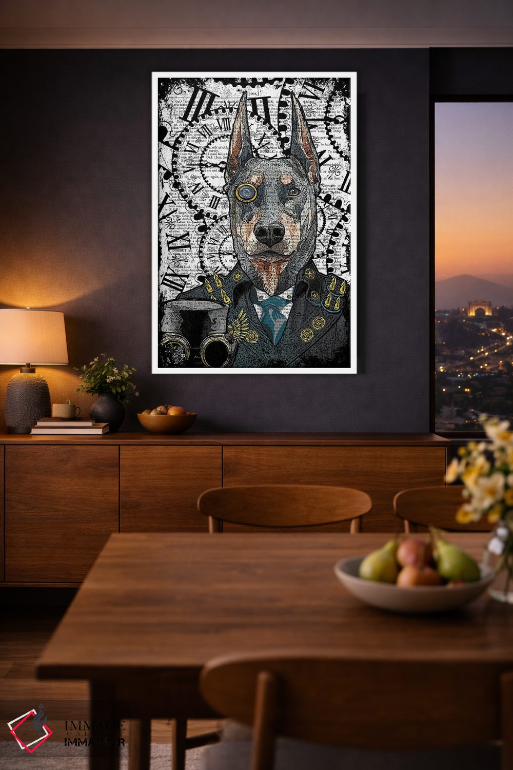 تابلو دکوراتیو دوبرمن استیم پانک اثر این د فریم شاپ - D3W