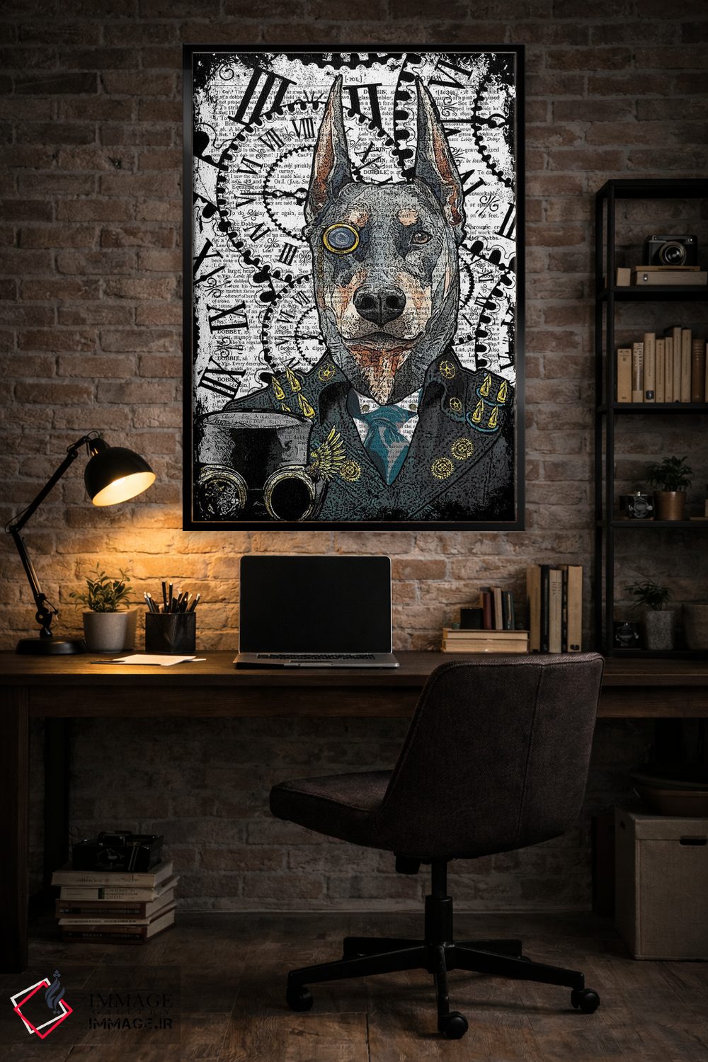 تابلو دکوراتیو دوبرمن استیم پانک اثر این د فریم شاپ - D4B