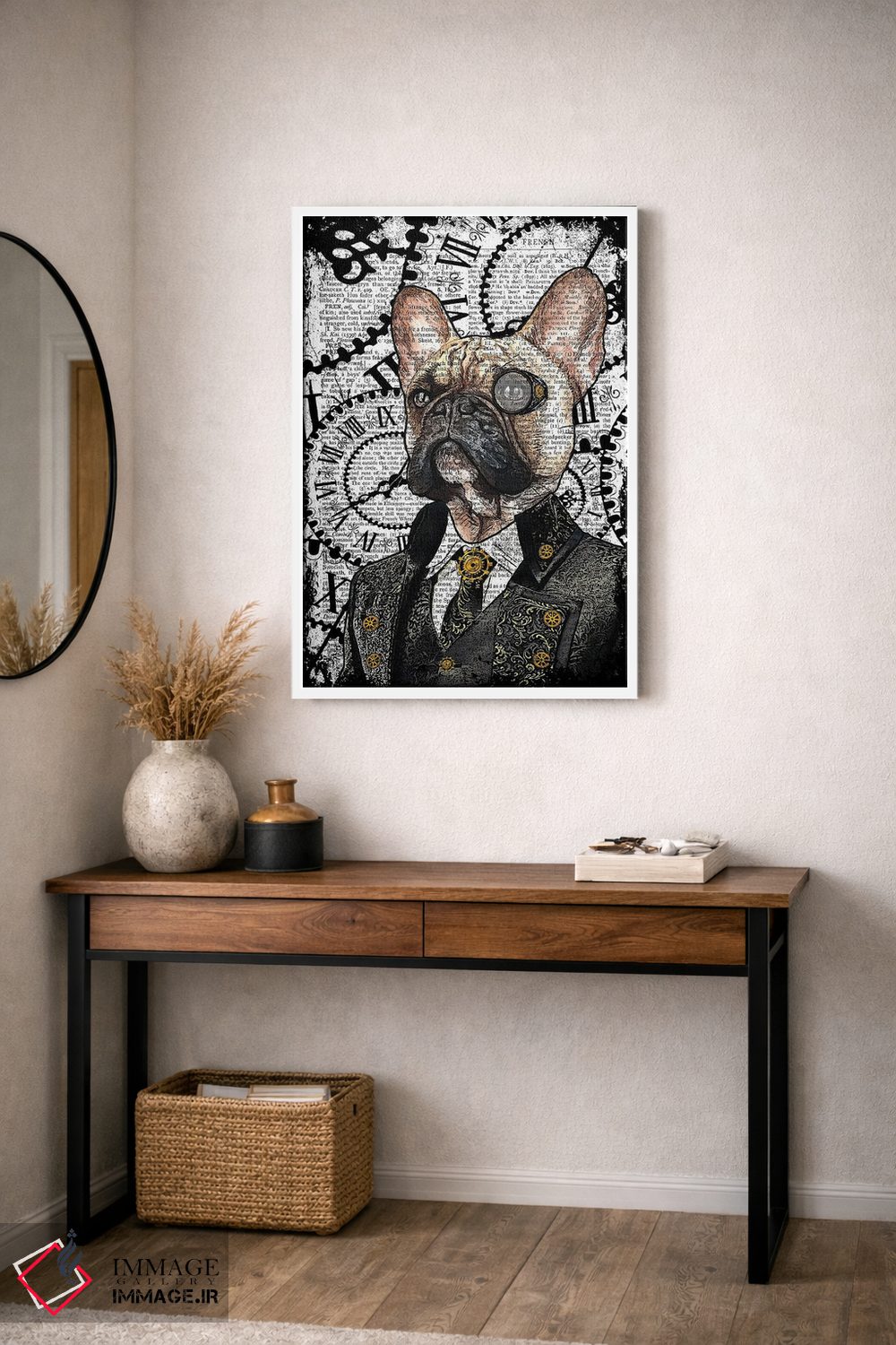 تابلو دکوراتیو بولداگ فرانسوی استیم پانک اثر این د فریم شاپ - D2W