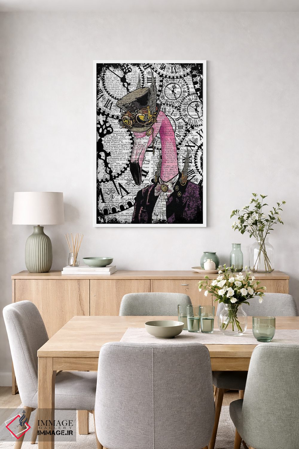 تابلو دکوراتیو فلامینگو استیم پانک اثر این د فریم شاپ - D5W