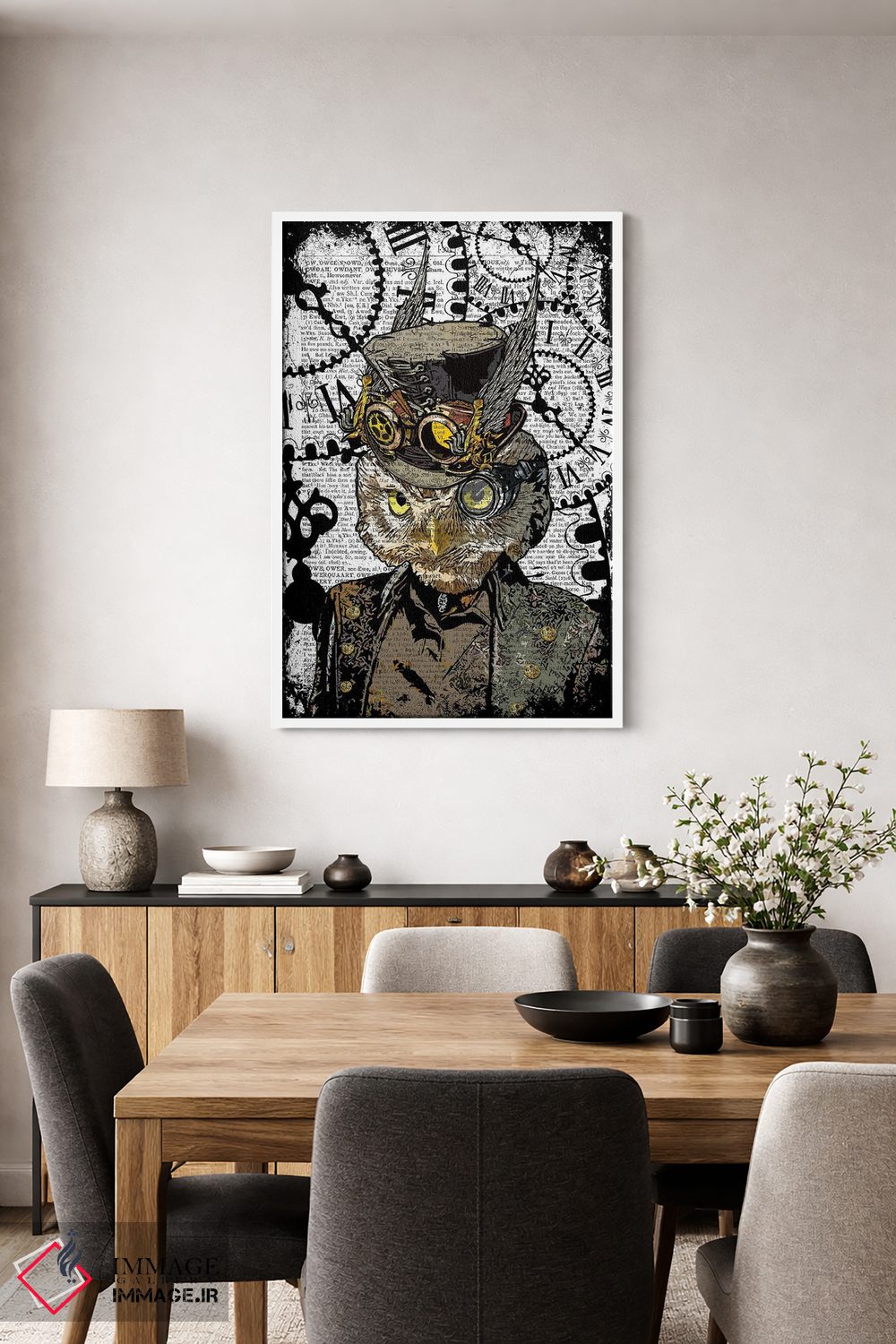 تابلو دکوراتیو جغد استیم پانک اثر این د فریم شاپ - D3W