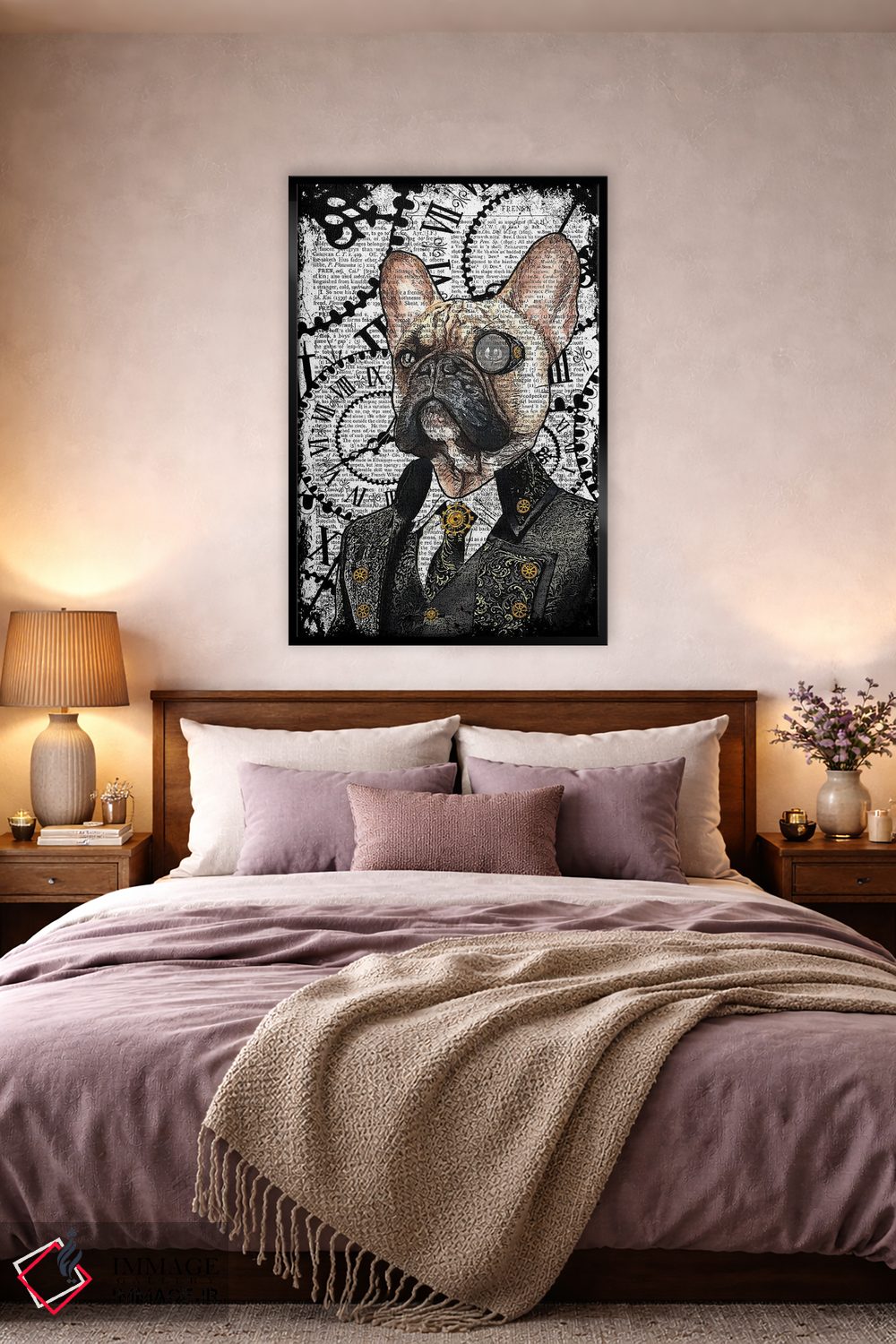 تابلو دکوراتیو بولداگ فرانسوی استیم پانک اثر این د فریم شاپ - D4B