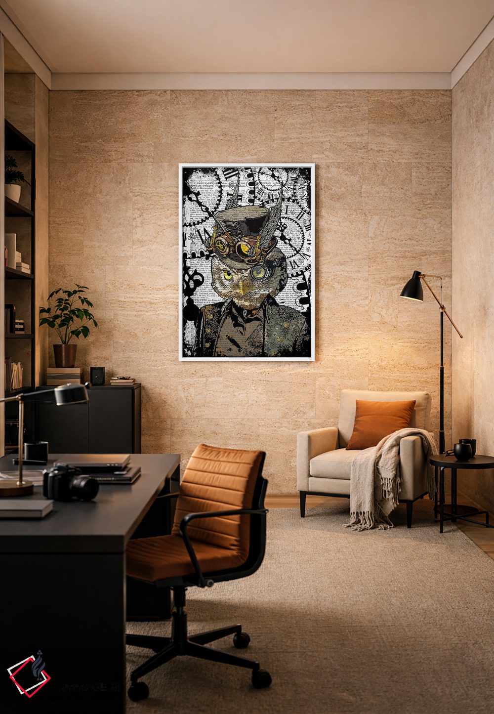 تابلو دکوراتیو جغد استیم پانک اثر این د فریم شاپ - D5W