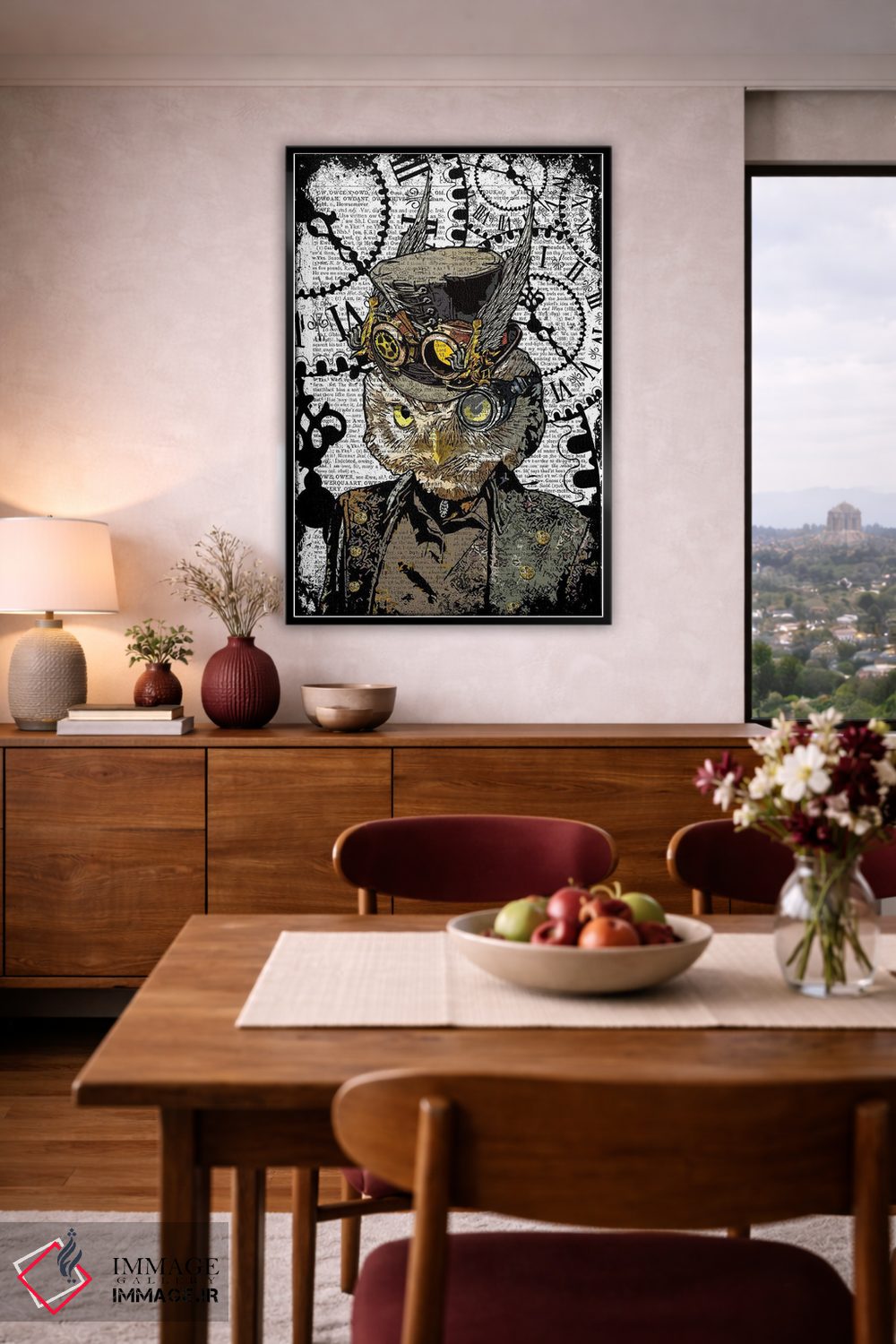 تابلو دکوراتیو جغد استیم پانک اثر این د فریم شاپ - D4B