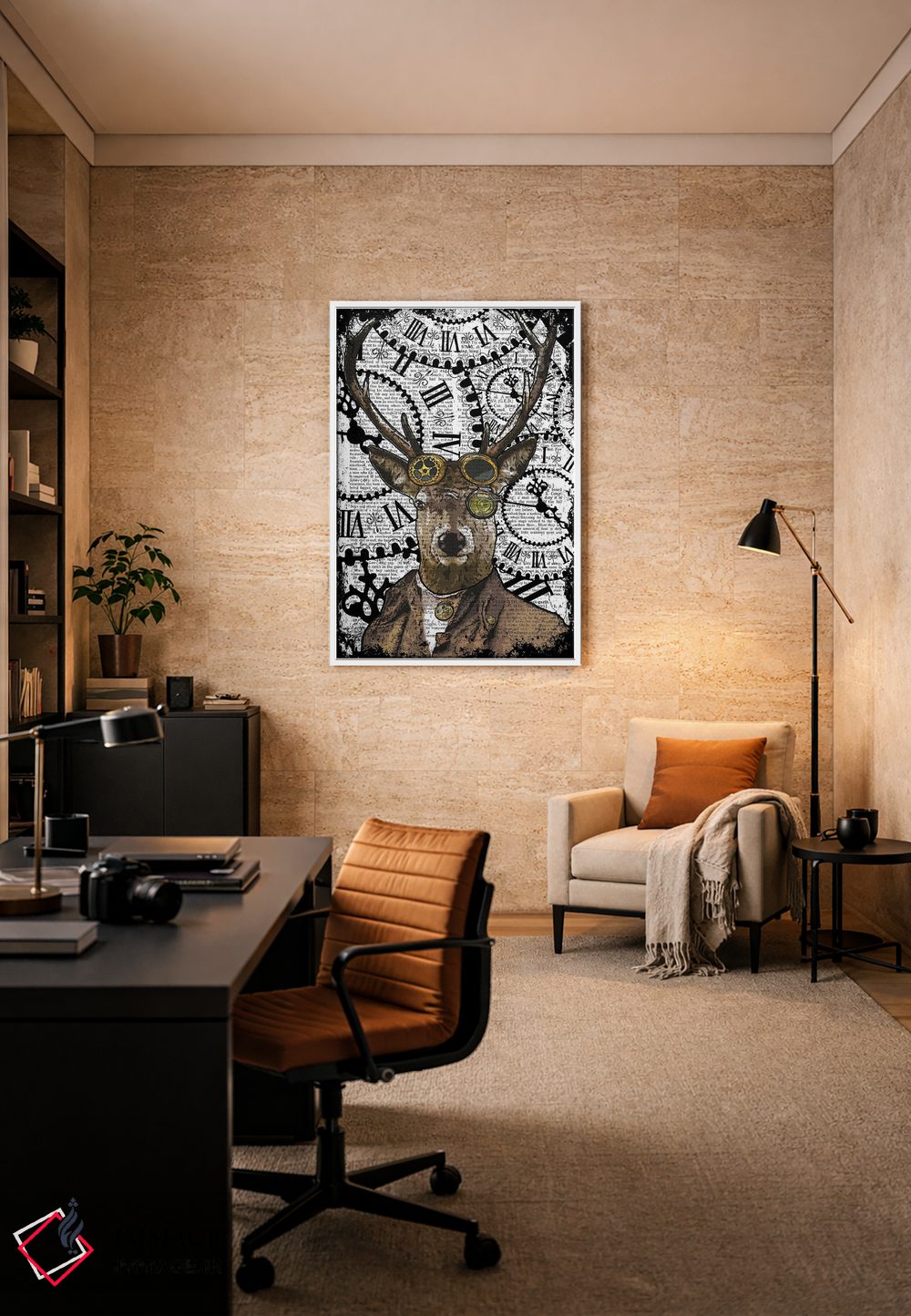 تابلو دکوراتیو گوزن استیم پانک اثر این د فریم شاپ - D5W