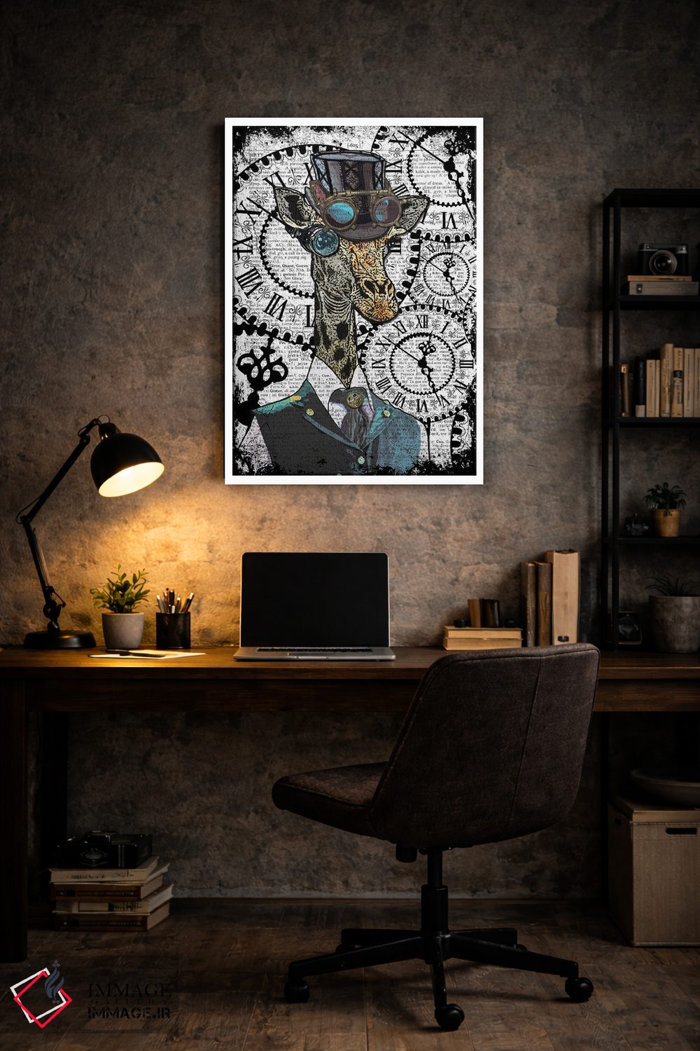 تابلو دکوراتیو زرافه استیم پانک اثر این د فریم شاپ - D6W