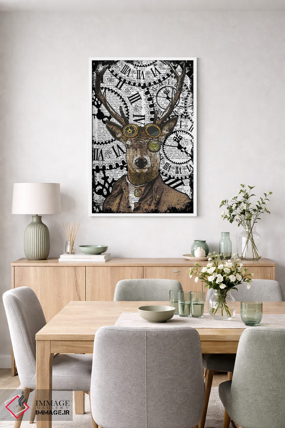 تابلو دکوراتیو گوزن استیم پانک اثر این د فریم شاپ - D6W