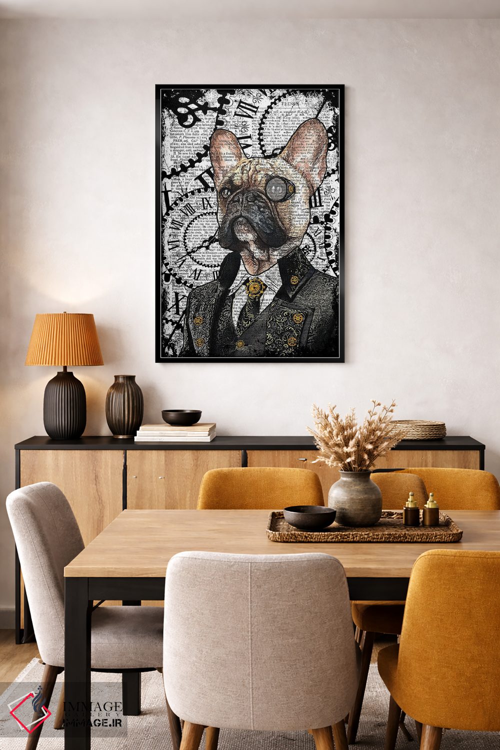تابلو دکوراتیو بولداگ فرانسوی استیم پانک اثر این د فریم شاپ - D6B