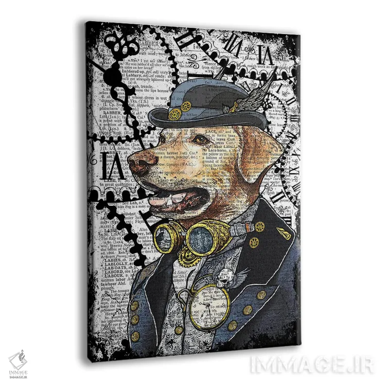 تابلو دکوراتیو لابرادور استیم پانک اثر این د فریم شاپ - نمای پرسپکتیو محصول