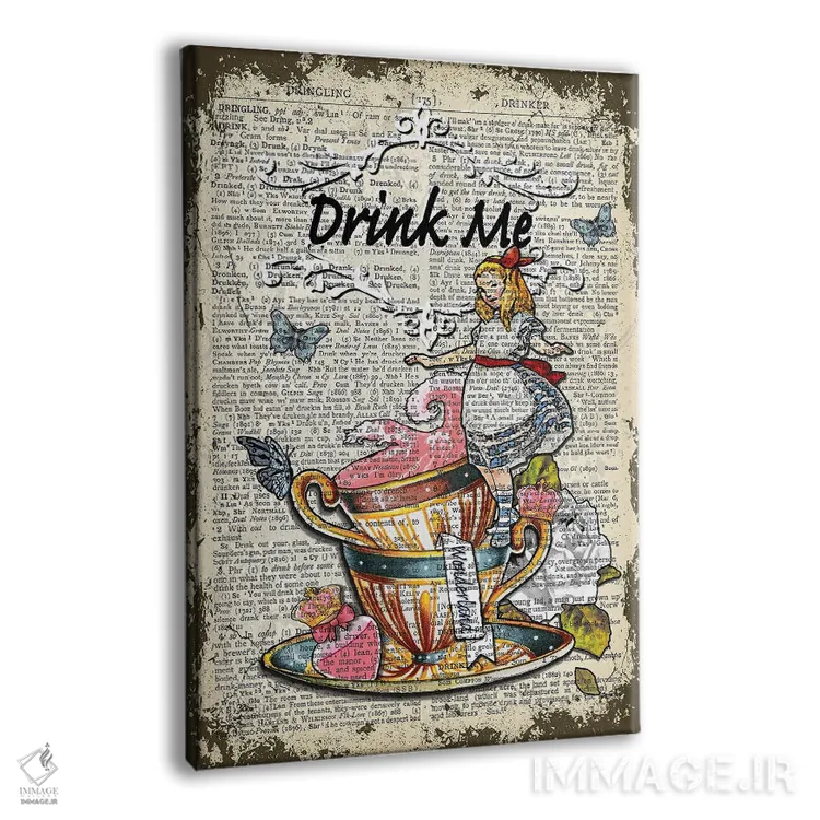 تابلو دکوراتیو آلیس در سرزمین عجایب "مرا بنوش" ۲ اثر این د فریم شاپ - نمای پرسپکتیو محصول