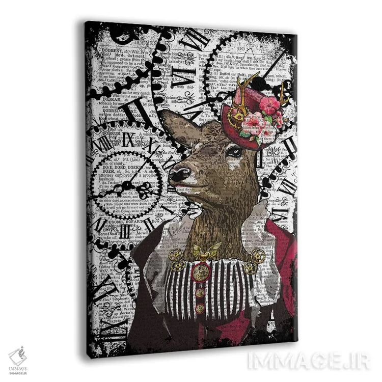 تابلو دکوراتیو آهوی ماده استیم پانک اثر این د فریم شاپ - نمای پرسپکتیو محصول