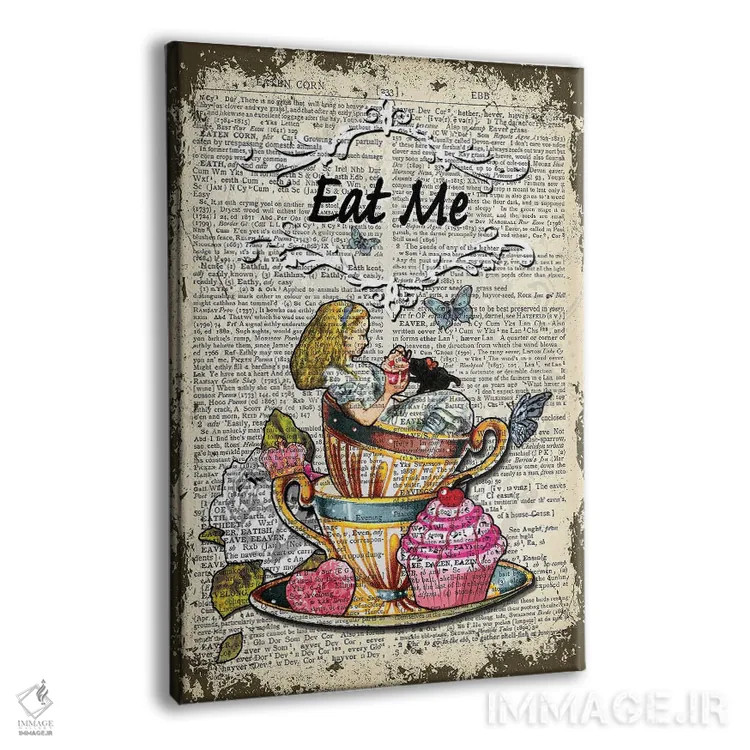تابلو دکوراتیو آلیس در سرزمین عجایب "مرا بخور" اثر این د فریم شاپ - نمای پرسپکتیو محصول