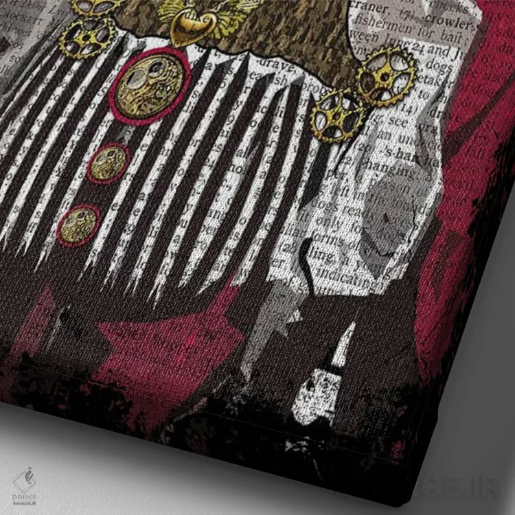 تابلو دکوراتیو آهوی ماده استیم پانک اثر این د فریم شاپ - نمای نزدیک بافت بوم