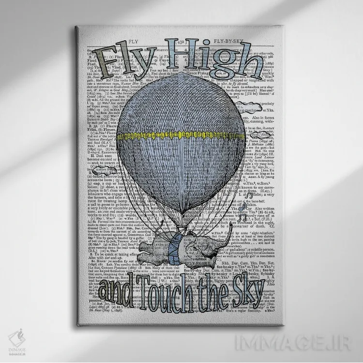 تابلو دکوراتیو پرواز بلند "آبی" اثر این د فریم شاپ - نمای روبهرو روی دیوار