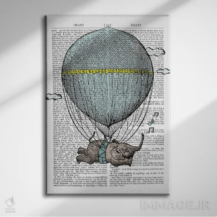 تابلو دکوراتیو بالون پرنده اثر این د فریم شاپ - نمای روبهرو روی دیوار