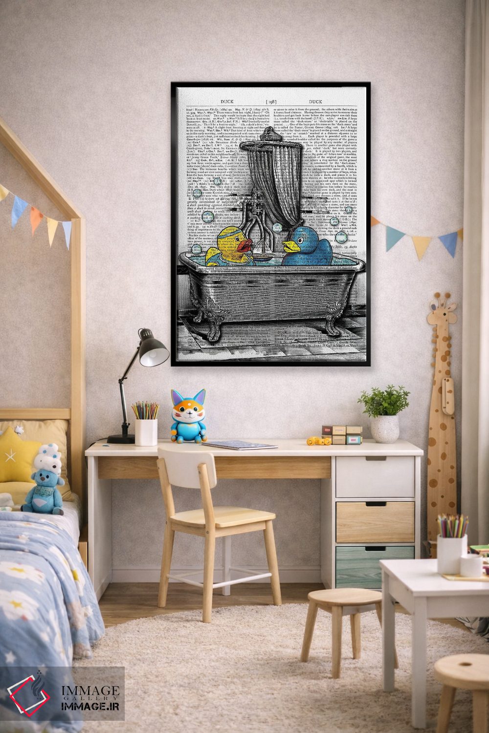 تابلو دکوراتیو اردک های پلاستیکی اثر این د فریم شاپ - D2B