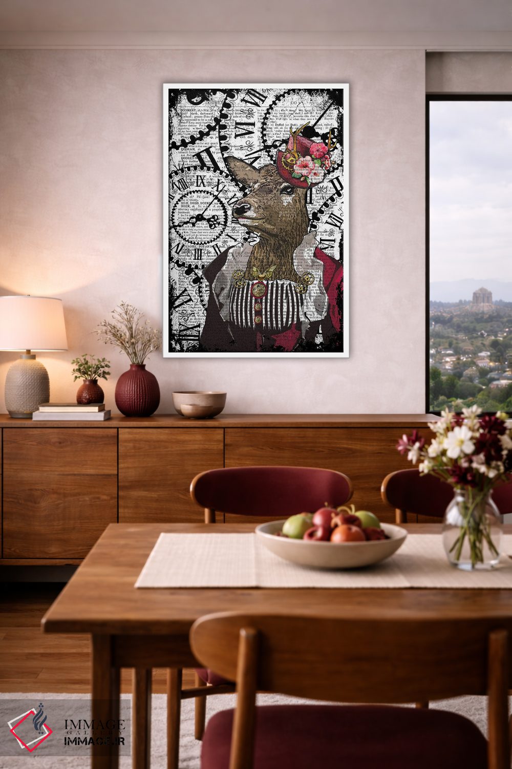 تابلو دکوراتیو آهوی ماده استیم پانک اثر این د فریم شاپ - D3W