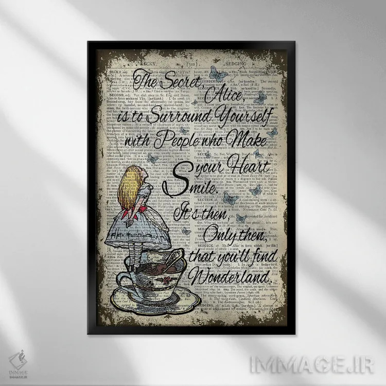 تابلو دکوراتیو آلیس در سرزمین عجایب "راز" اثر این د فریم شاپ - نمای قابدار مشکی